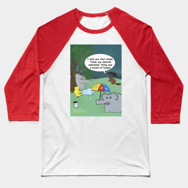 Enormously Funny Cartoons Nature’s Umbrella Baseball T-Shirt by Enormously Funny Cartoons